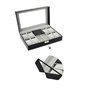 AUTOARK Cuir Boîte à Bijoux en montre verrouillable Organisateur,avec Dessus en Verre,Noir.AW-002