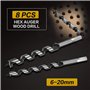 Lot de 8 Mèche à Bois Hélicoïdal, Hexagonal Foret À Mèche Set en Acier Carbone Spiral Trou Cutter Outil à Bois Kit, D'outils ave