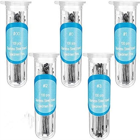 feedal Lot de 500 épingles à insectes vintage en acier inoxydable pour collecteurs de papillons pour l'école et laboratoire