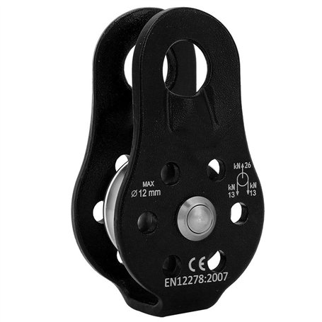 MAGT Poulie Grimpante - poulie Noire Poulie De Sauvetage Simple en Alliage D'aluminium 26kn Équipement Noir d'escalade pour Le T