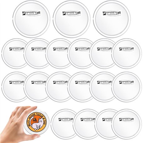 RXKFIGX 30Pcs Badges Ronds Personnalisables 60mm Badge Personnalisé en Acrylique Transparents Set de Faire Ses Badges avec Eping