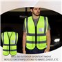 2 pièces Gilet De Sécurité Réfléchissant Haute Visibilité Vêtements Travail Directeur Exécutif Gilet Veste Zip Brace Sécurité Té