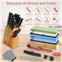 YUTUY Pierre à Aiguiser,Aiguiseur Couteaux Professionnel,400/1000 3000/8000 Ensemble Aiguiseur de Couteau avec Base en Bambou An