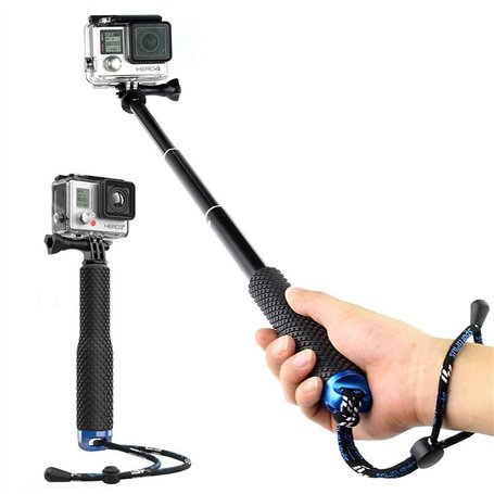 Harwerrel Perche à Selfie Bâton Télescopique Extensible Aluminium Manche Monopod (7-19 Pouce) pour GoPro Hero (2018) Hero 7 6 5