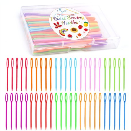 Ruasol 50 pcs Aiguilles à coudre en plastique à grand chas