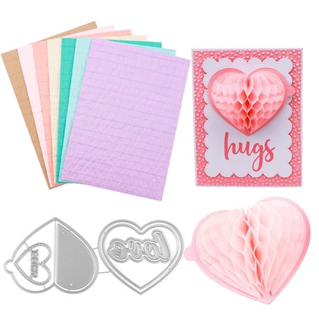 OTCRAFT Lot de 8 blocs de papier alvéolé et matrices de découpe Love avec aimants blancs pour loisirs créatifs 3D et cartes pop-