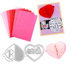 OTCRAFT Lot de 8 blocs de papier alvéolé et matrices de découpe Love avec aimants blancs pour loisirs créatifs 3D et cartes pop-