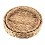 CHEUKYIU Lot de 2 plateaux ronds tressés en jonc de mer en jacinthe d'eau - 32 cm et 28 cm de diamètre - Plateau décoratif rond 