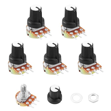 Hseamall 5PCS Potentiomètre Rotatif 10K OHM linéaire Potentiomètre 3 avec écrous et rondelle