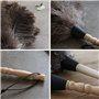 Plumeau en plumes d'autruche avec manche en bois, 30 cm