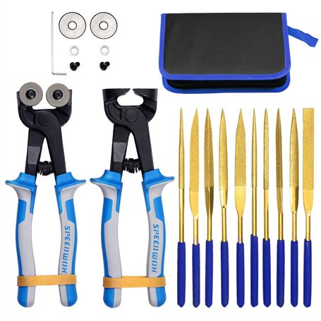 SPEEDWOX Lot de 20 pinces à outils pour mosaïque avec roue de coupe de rechange revêtue de titane - Aiguille diamant - Longueur