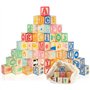 jacootoys 36 PCS Blocs de Bois ABC Jeux de Construction Très Grand Lettres et numéros de l'alphabet Jouets Éducatifs pour Enfant
