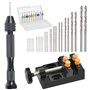 DODUOS 37 Pièces Ensemble de Perceuse à Main Mini Perceuse à Main de Precision Aluminum Mandrin sans Clé Foret Fraise Twist Fore
