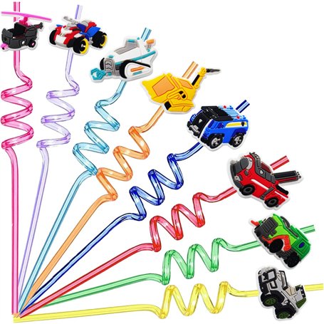 Lot de 16 pailles colorées pour enfants - Pour anniversaire d'enfant - Pailles colorées - Pour la crème glacée