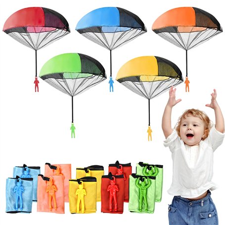 BLUESEABUY Main Lancer Parachute Jouet Set Paquet de 10 Jouets de Parachute Main Lancer Parachute Jouet Set Jeux Exterieur Jouet