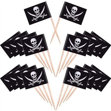 100 Pièces Cocktail de Pirate Drapeaux de Cure-Dents Gâteaux Toppers pour la Nourriture