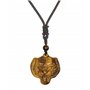 Thajaling Pendentif tête de tigre oeil de tigre protection de pierre amulette collier naturel cristal collier de pierres précieu