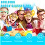 Lot de 12 blocs de construction : ensemble de lunettes, lunettes de fête drôles avec blocs de bricolage, verres de construction,