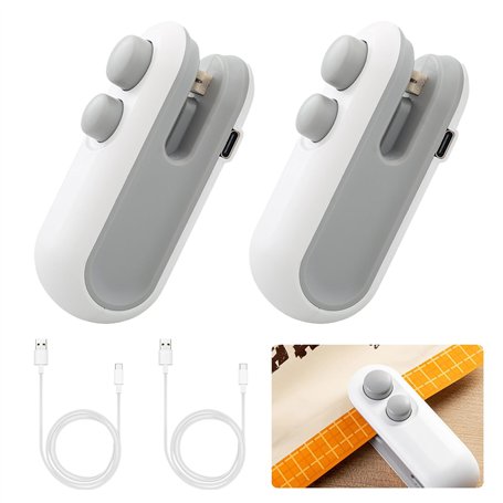 Sporgo Lot de 2 mini soudeuses à film : rechargeables 2 en 1 pour snacks