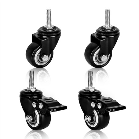 Roulettes de meubles: roulettes M8 pour charges lourdes Filetage M8 Roulettes pour meubles Roulettes pivotantes en caoutchouc Ro