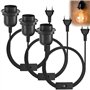 Lot de 3 douilles de lampe E27 avec interrupteur avec fiche