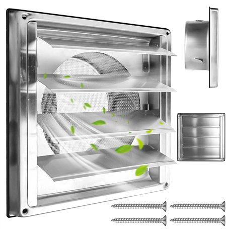 Grille d'aération en acier inoxydable 125 mm : clapet anti-retour Grille de protection contre les intempéries avec moustiquaire