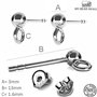 My-Bead 5 Paires Clous d'oreilles Boule Ø 3mm Argent 925 sans Nickel hypoallergénique Qualité par bijoutier DIY