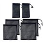 Lot de 6 sacs en maille filet pour équipement de sport avec cordon de serrage - Sac en maille nylon noir pour voyage