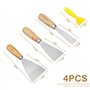 3 outils de grattoir remplis de mastic, 1 petit grattoir jaune, grattoir à papier peint avec manche en bois massif (1, 2, 3 pouc