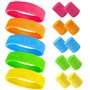 UQTUKO Ensemble Bandeau de Sport et Serre-Poignets - 15 Pièces Fluo Anti-Transpiration - Accessoires Rétro Années 80 et 90 Pour
