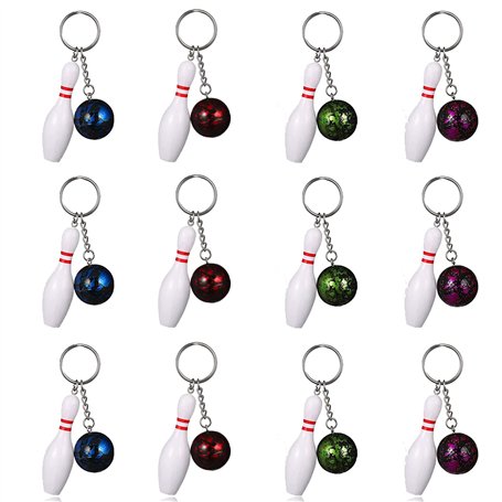 Lot de 12 porte-clés en forme de boule de bowling - Adorables mini porte-clés colorés pour cadeaux d'équipe
