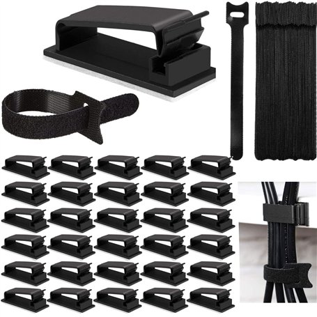 Paquet de 30 Clips de Câble Auto-Adhésif Clips de Fil Électrique Clips de Gestion de Câbles pour Voiture