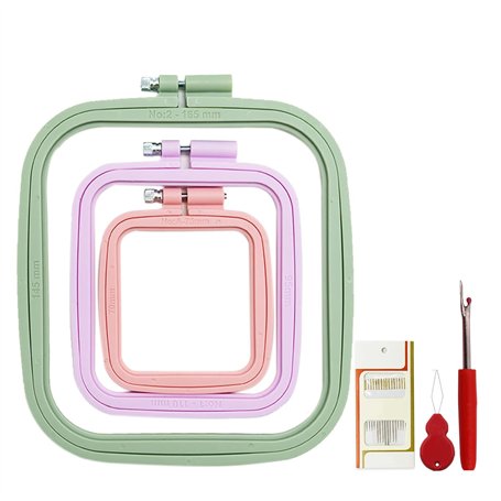 3 tailles - Cercle à broder rectangulaire - Cadre de broderie coloré avec 1 enfile-aiguille en forme de citrouille