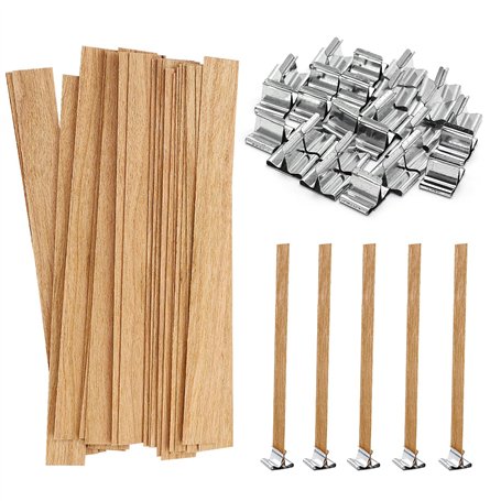 Lot de 27 mèches de bougie avec 27 supports en fer