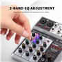 BOMGE Table de mixage audio professionnelle, console de mixage avec 4 canaux numériques USB, Bluetooth, effet de retard d'écho, 
