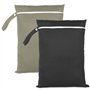 Druuzyl Lot de 2 Sacs humides 40x30 cm (Noir & Vert) - Sacs à Linge imperméables réutilisables avec Fermeture éclair - Idéal pou