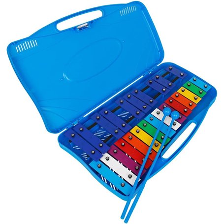 Glockenspiel 25 Lames en Métal avec Deux Mailloches - Mallette Plastique - Idéal Approche Musical Métallophone pour un Instrumen