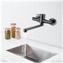 Robinet Mural Cuisine, Robinet Cuisine Mural, Robinet de cuisine rotatif à 360° en acier inoxydable, 304 Cuisine Robinetterie Ea