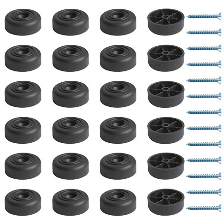 DBALL 24 Pièces Pieds de Meuble Plastique Pied Canapé Rond 33 x H 13 mm Pieds de Chaise Ronds Con 24 Vis pour Meubles Garde-Robe