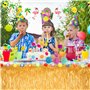 MarckersHome Décorations de fête Jupe de Table hawaïenne Fleurs Tropicales Feuilles de Palmier Pailles en Papier de Fruits Cupca