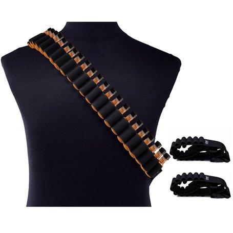 XFSRG 2 Pièces Ceinture de Cartouches 27 Trous Ceinture Porte-Munitions 130 cm Ajustable en Nylon pour Munitions Calibre 12G Idé