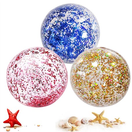 LUMOOM Lot de 3 ballons gonflables à paillettes - 30 cm - Pour la plage