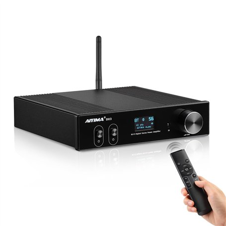 AIYIMA D03 Bluetooth 5.0 150W x 2 Stereo HiFi 2.1 CH Numérique Sound Amplificador 24bit / 192kHz Classe D Amplificateur d'alimen