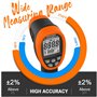 AIOMEST Thermomètre Infrarouge Laser Numérique Sans Contact -58°F~2732°F (-50°C～1500°C) Emissivité Réglable Digital LCD Alarme P
