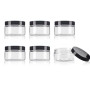 Lot de 6 bocaux vides en plastique transparent à large goulot avec couvercles noirs - 250 ml - Pour maquillage, crème, lotion, f