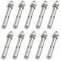 Lot de 10 boulons à expansion - Écrous hexagonaux - Ancrages de fixation robustes en acier inoxydable (M8 x 80 mm)