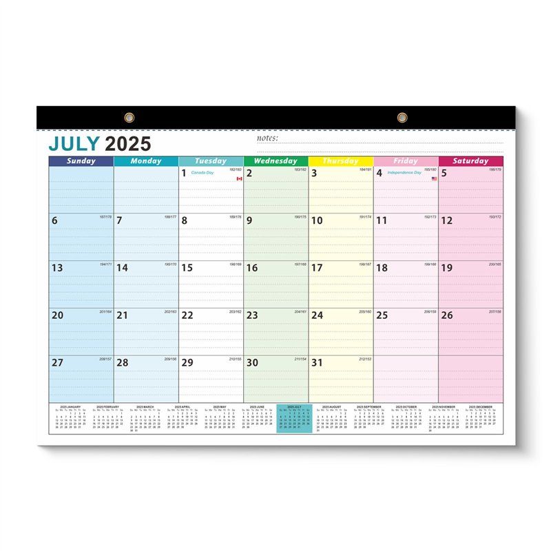Calendrier Mural 2025-2026 - 18 Mois (juillet 2025 à Décembre 2026), Format 37x29 Cm - 7