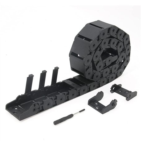 Zeberoxyz Chaîne de traînée 18x37mm Longueur 1 mètre à l'intérieur Taper ouvert Porte-câble flexible en plastique noir R28 avec