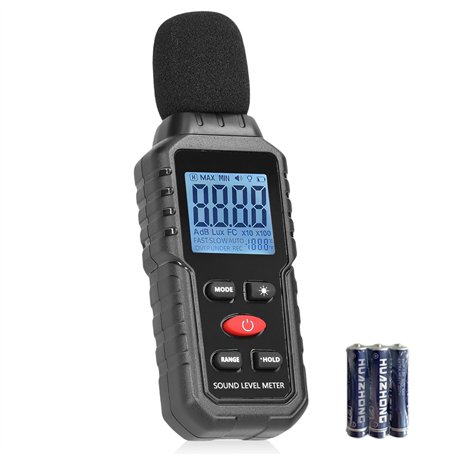 WIYETY Sonomètre numérique portable de 30 dB à 130 dB avec écran LCD et écran LCD portable pour bureau