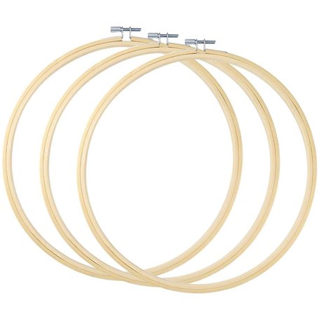 TOKERD 3 pièces 20cm Cercle à Broder Bambou Anneau de Broderie Bois Réglable Cerceaux de Broderie Rond Cross Stitch Hoop Set Cer